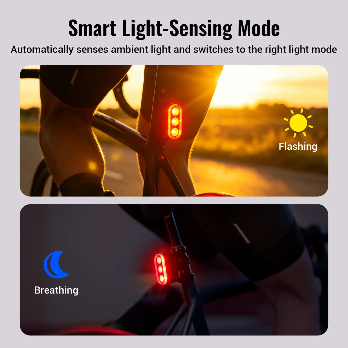 RAVEMEN TR500 Bike Rear Light Bicycle Taillight Lamp Rechargeable 1600mAh Auto On-Off 500 LED Lumens Flashing Brake Detection