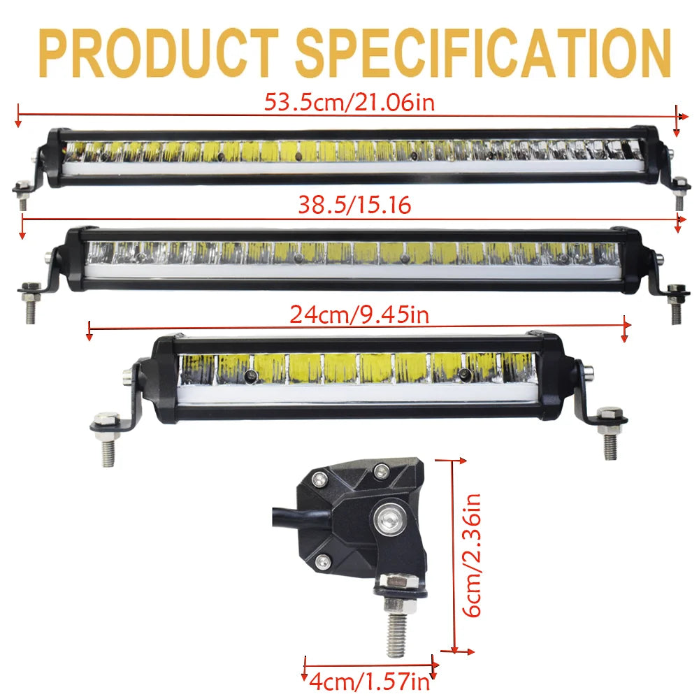 JANLN7 LED Light Off Road Driving Bar Spotlight 21“ 15” 9“ App AI RGB DRL Car Truck SUV ATV UTV Boat 150W 100W 50W 12V 24V