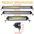 JANLN7 LED Light Off Road Driving Bar Spotlight 21“ 15” 9“ App AI RGB DRL Car Truck SUV ATV UTV Boat 150W 100W 50W 12V 24V