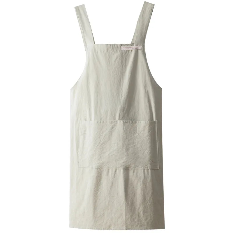 Cotton and Linen Apron Home Coverall  Flower Shop  Painting  Retro Tie-free Apron