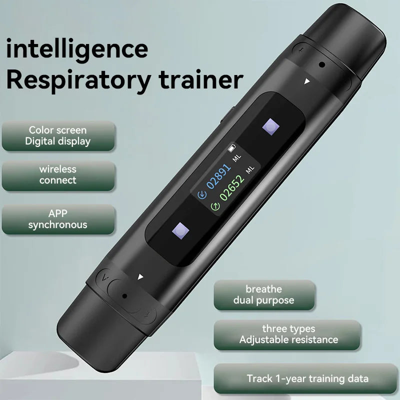 Portable Electronic Breathing Sports Trainer Exhalation and inhalation Training Pulmonary Muscle Vital Capacity Exerciser Tester