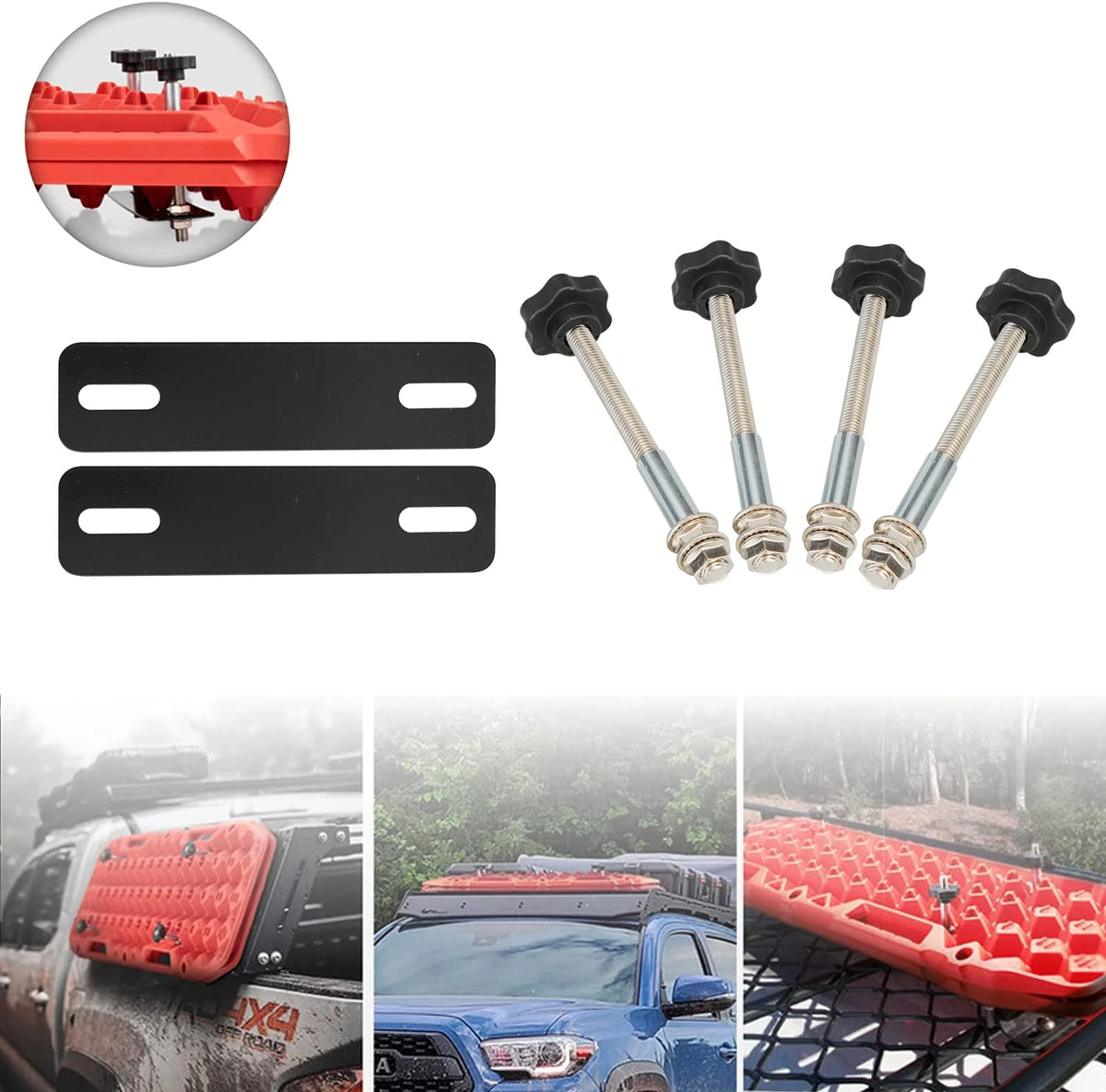 Mounting Pins Kit For Traction Boards Safety Traction Board Mount Fit For All Recovery Tracks with 4.72"-6.69" Hole Spacing