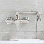Stainless Steel Foldable Basin Faucet Wall Mounted Bathroom Kitchen Sink Washbasins Cold Hot Water Mixer Tap 360 Degree Swivel