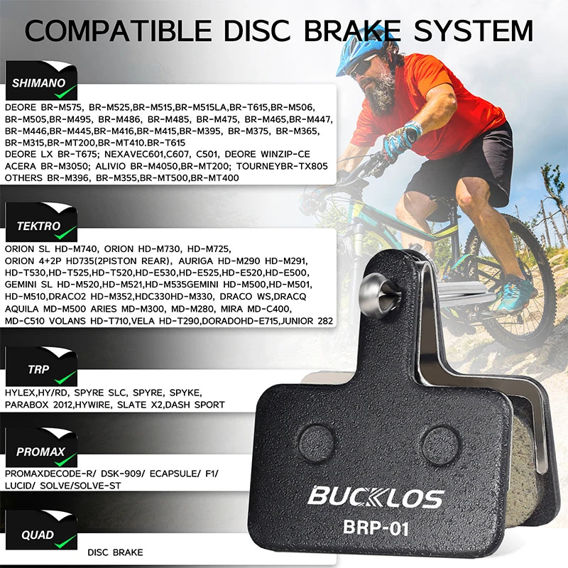 25 Pairs BUCKLOS BRP-01 Disc Brake Pads Ceramic Resin MTB Hydraulic Brake Pads Durable Bicycle Brake Pad for SHIMANO B01S B05S
