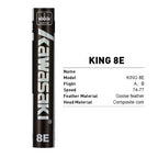 Kawasaki Badminton Shuttlecock Feather for Clubs&Training KING 8E/10E Goose Feather Badminton Ball Durable Shuttlecock Badminton