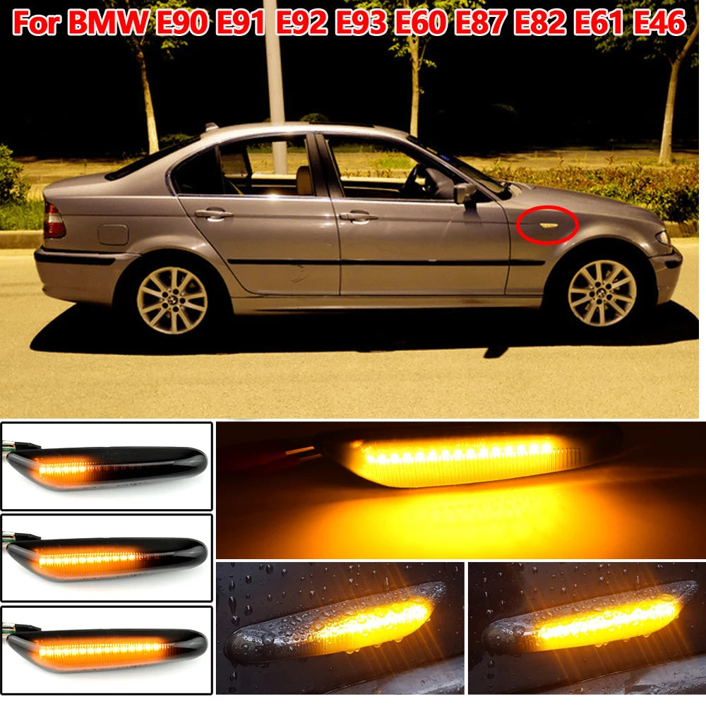 Smoke Lens Dynamic Flowing LED Turn Signal Side Marker Light Blinker Lamp For BMW E90 E91 E92 E93 E60 E87 E82 E46 Accessories