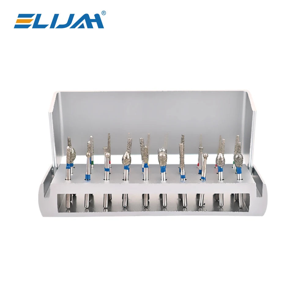 ELIJAH 30PCS/Set Dental Diamond Burs Drill Aluminum Burs Sterilization Block Dental Hospital Tool for High Speed Handpiece