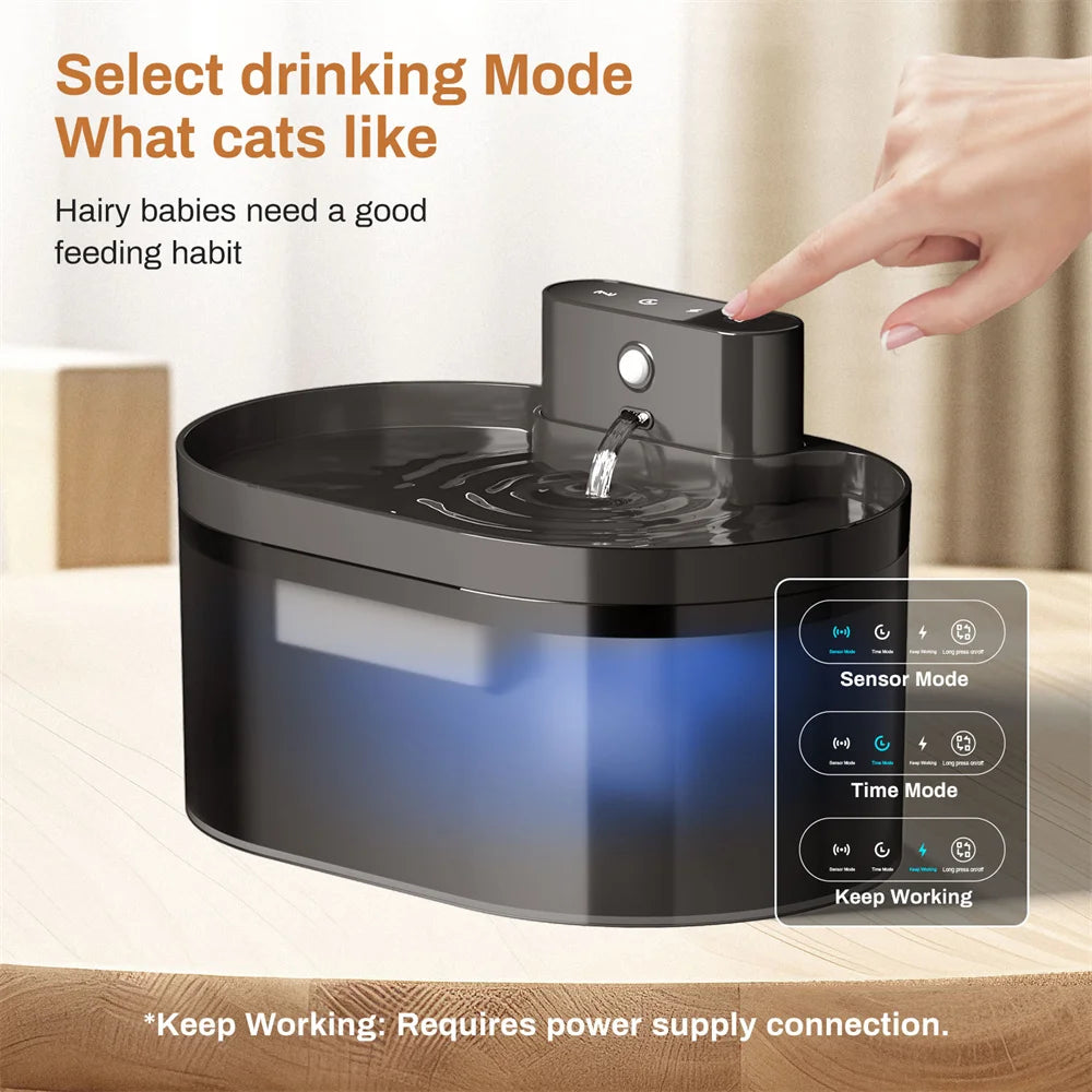 2.2L Automatic Pet Water Fountain for Cats & Dogs, Silent Induction Sensor, Rectangle