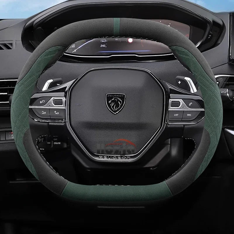 Suede Leather Car Steering Wheel Cover for Peugeot 508 308 SW E-208 208 E-408 408 GT 2021 2022 2023 2024 2025 Auto Accessories