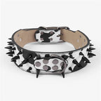 Fashion Anti Bite Rivet Sturdy Pu Leather Pet Collar Bulldog Domineering Adjustable Collar for Medium and Big Dog Pet Supplies