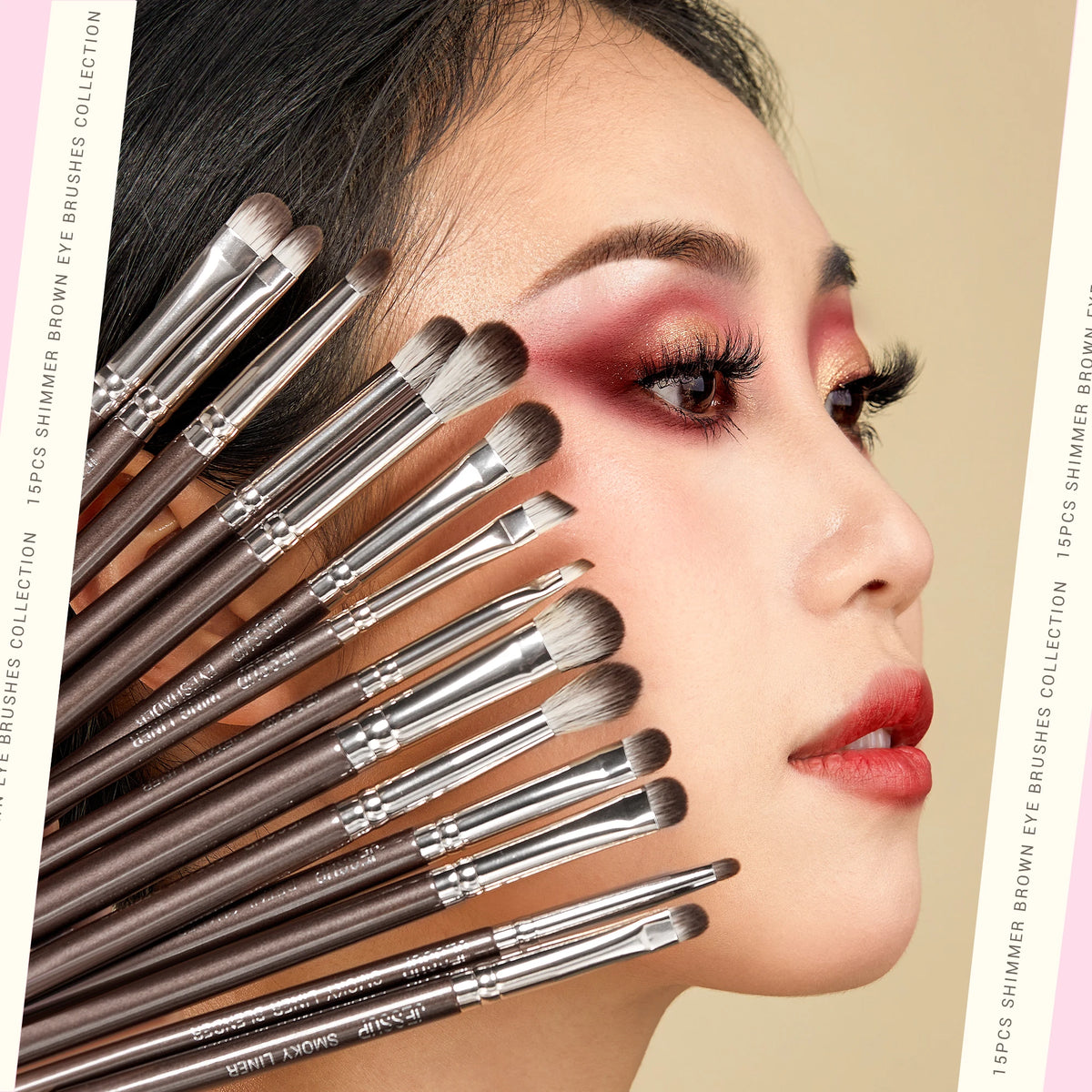 Jessup Eye Makeup Brushes Set Professional 15pcs Eyeshadow Brushes Vegan Concealer Eyebrow Liner Blending Brush Brown,T499