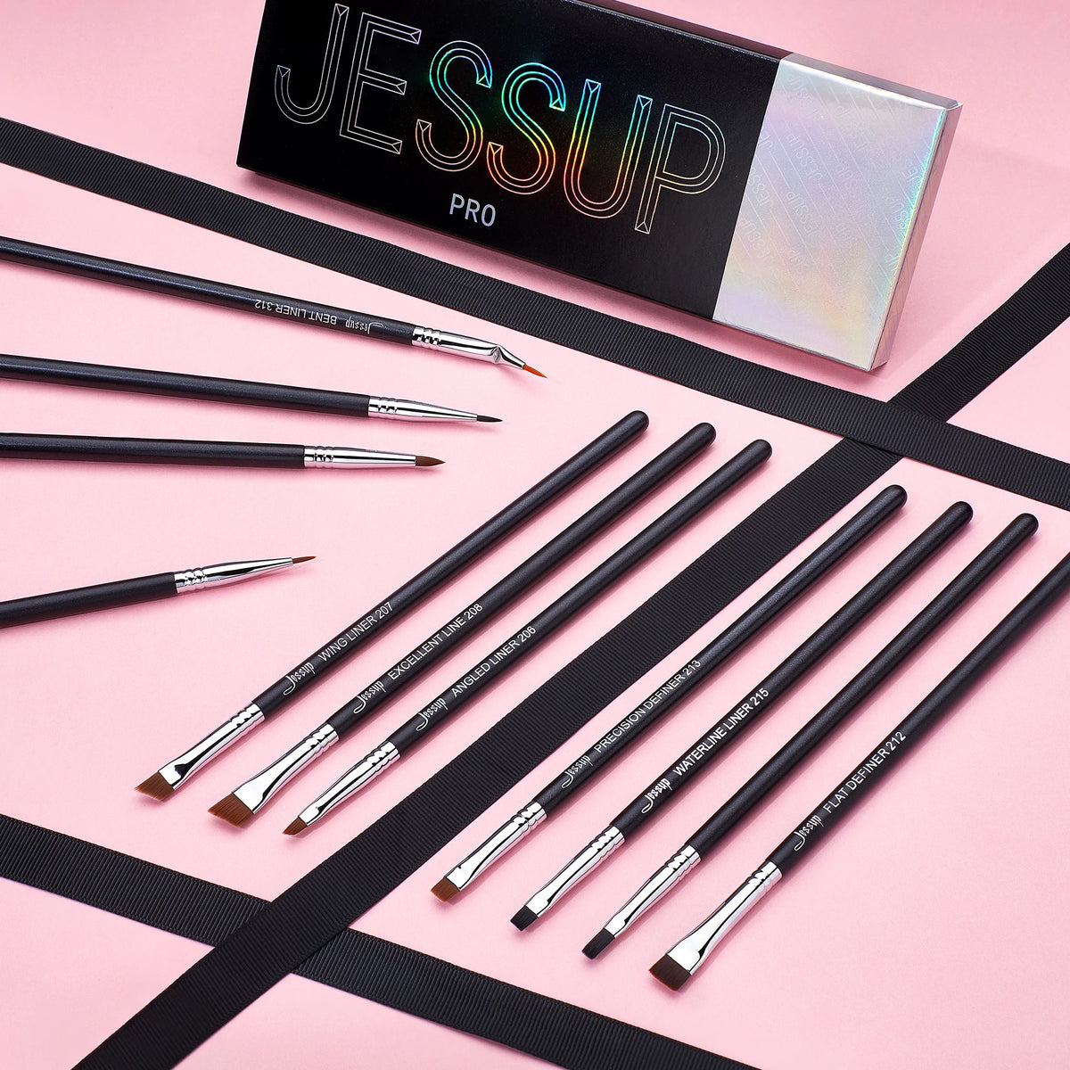 Jessup Eyeliner Brushes set,11pcs Eyeliner Brush Professional,Tapered Angled Flat Ultra Fine Precision Eyeliner Brush set T324