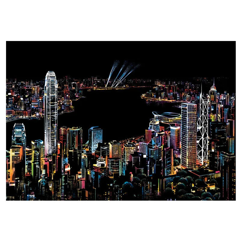 DIY A3 City Landmarks Paris London Night Scene Scratch Painting With Tool Scenery Landscape Colorful Scratch Art Room Decor Gift