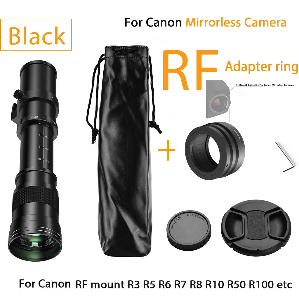 Lightdow 420-800mm f/8.3-f16 Manual Telephoto Zoom Lens for Canon EOS R1 80D T3 T4 T5i T6 Nikon Sony Olympus Pentax DSLR Cameras