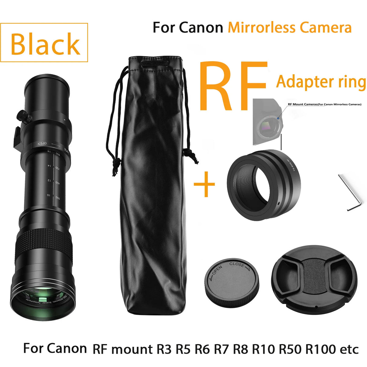 Lightdow 420-800mm f/8.3-f16 Manual Telephoto Zoom Lens for Canon EOS R1 80D T3 T4 T5i T6 Nikon Sony Olympus Pentax DSLR Cameras