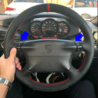 Hand Stitched Genuine Leather Non-slip Breathable Car Steering Wheel Cover for Porsche 986 1998-2004 DIY Car Interior