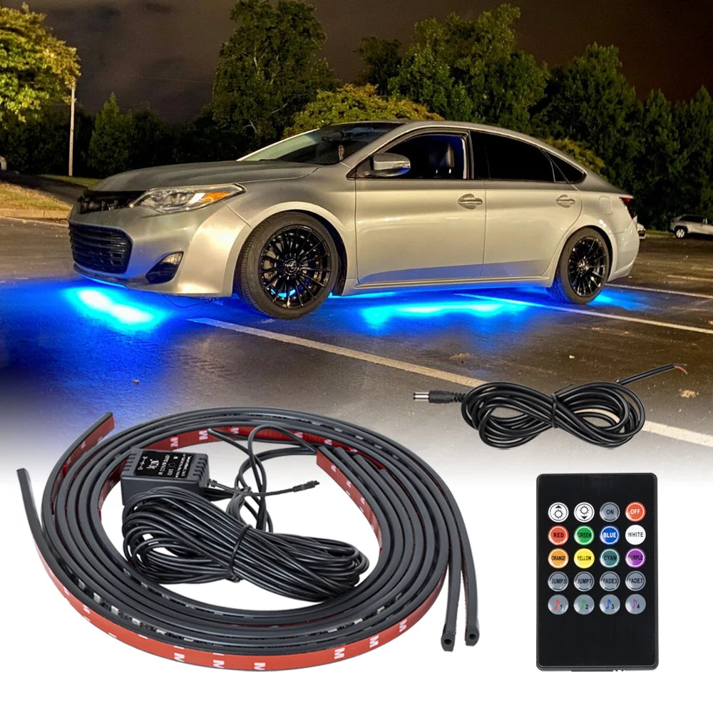 4IN1 LED Strip Car Bottom Underglow Light Flexible LED Underbody Light Auto Decorative Ambient Atmosphere Lamp DRL For Car 12V