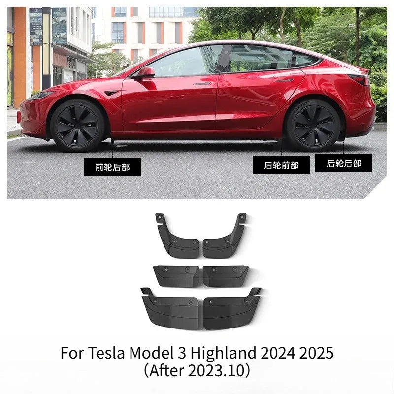 Mud Flaps Mudguards Replacement Splash Guards for Tesla Model 3 Y Highland Juniper 2025 Car Modification Hidden Special Mudguard