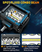 NAOEVO 4 Inch 2Pcs LED Pod Lights Spot Flood Combo LED Fog Driving 4x4 Off Road Lights Work Lights for Truck Boat ATV UTV Jeep