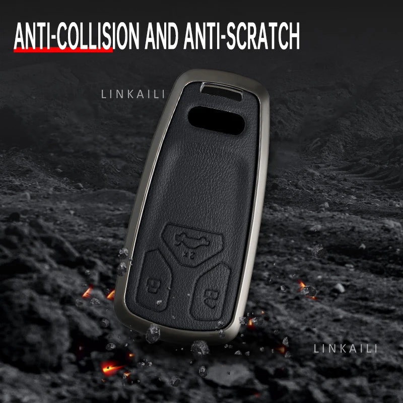 Suitable for Audi A5 Sports 2017 2019 2021 2022 Zinc Alloy Car Key Case Leather Fashion Car Keychain Auto Accessories