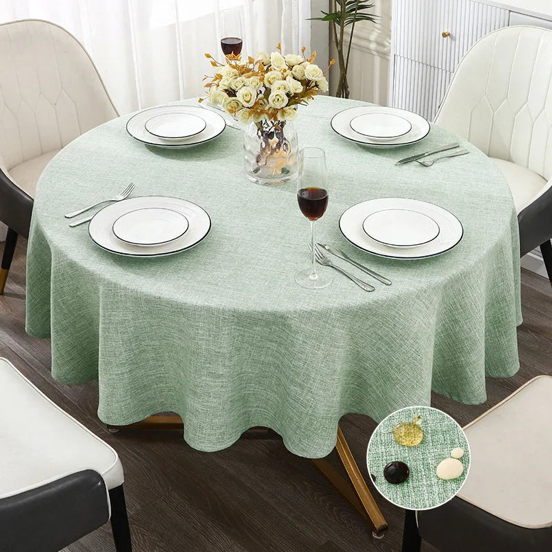 Waterproof Round Tablecloth for Round Dining Table Decorative Rustic Wipeable Table Cover Indoor Outdoor Use for Holiday Wedding