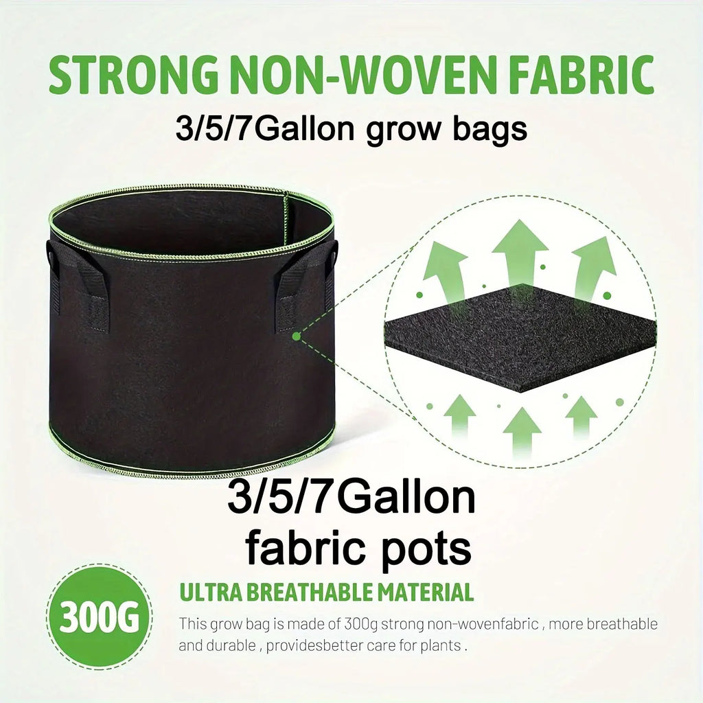 3/5/7 Gallon Grow Bags for Vegetable/Flower/Plant Fabric Pots with Handles Reinforced Aeration Planting Bags for Vegetables