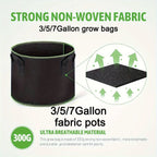 3/5/7 Gallon Grow Bags for Vegetable/Flower/Plant Fabric Pots with Handles Reinforced Aeration Planting Bags for Vegetables