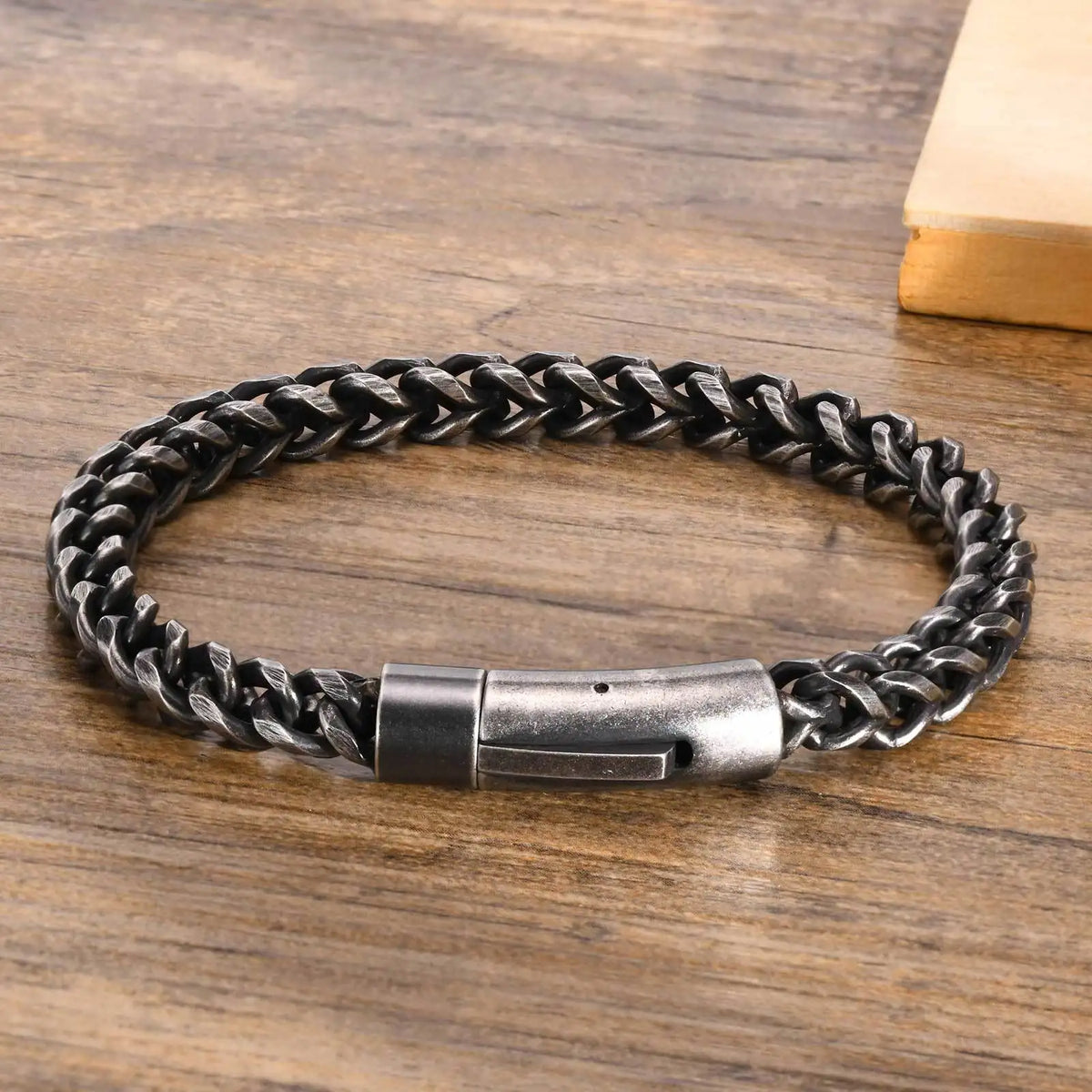 Vnox 6.3mm Vintage Bracelets for Men, Double Layer Cuban Chain, Franco Foxtail Chain Bracelet, Retro Srainless Steel Wristband