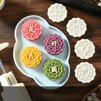 Mooncake Mold Plastic Hand-Pressure Cookie Stamps Flower Cherry Lion Pattern Plungers Pastry Decoration Tool Mid-Autumn Festival