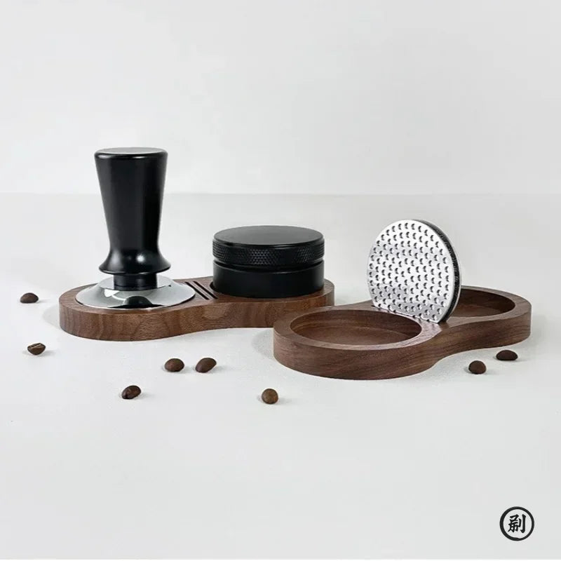 Walnut Coffee Tamper Mat – 51/53/58mm, Storage Pad for Tamper & Filter Screen, Barista Station Tool
