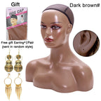 Female Mannequin Head With Shoulder Manikin Head Bust Wig Head Stand With Makeup For Wigs Display Necklace Free Earrings,Wig Cap