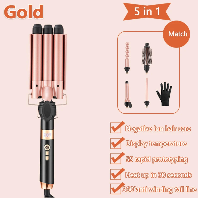 5 in 1 Hair Curler Multifunctional Curling Iron Hair Styler Salon Styling Tool Bending Curling for Home Travel Daily Use