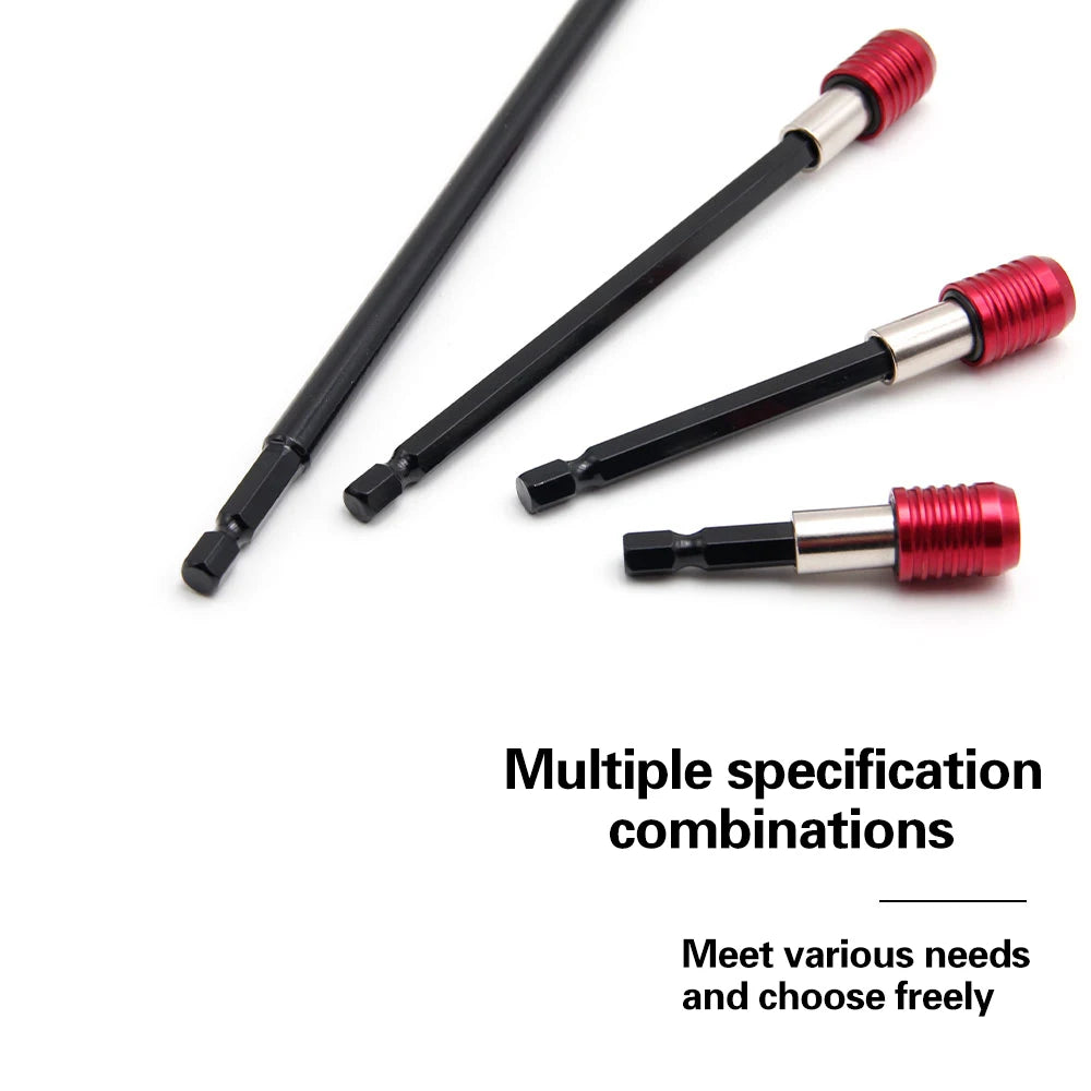 60-300mm hexagonal extension quick release self-locking connect rod red screwdriver head extension rod power tool accessory set