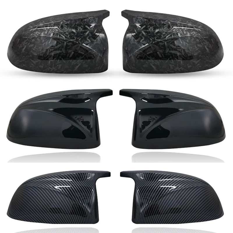 2pcs Rear Side Mirror Cover Caps Carbon Fiber Look, Glossy Black for BMW X3 G01 iX3 X4 G02 X5 G05 X6 G06 X7 G07