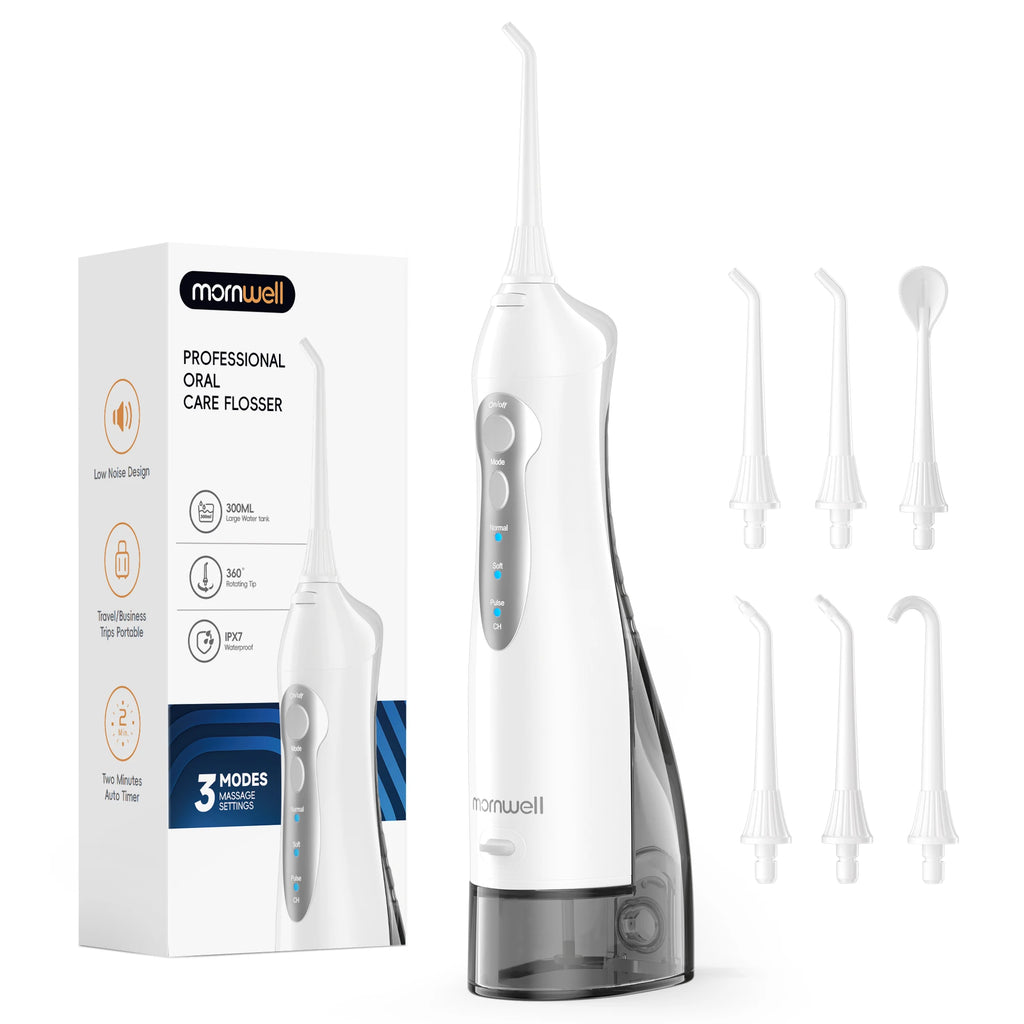 D52 Portable Cordless Water Flosser USB Rechargeable Water Jet Floss Tooth Pick 4 Jet Tip 300ml 3 Modes Teeth Clean for Travel