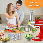 Dishwasher Safe,Stainless Steel Slicer/Shredder Attachment for KitchenAid Stand Mixer, Salad Machine Vegetable Slicer Maker