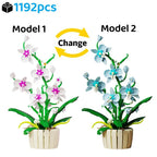 1192pcs Orchid Building Blocks Bouquet Flower Rose Plant Pink Blue Bricks Kid Model Assembled Toys Romantic Valentine's Day Gift