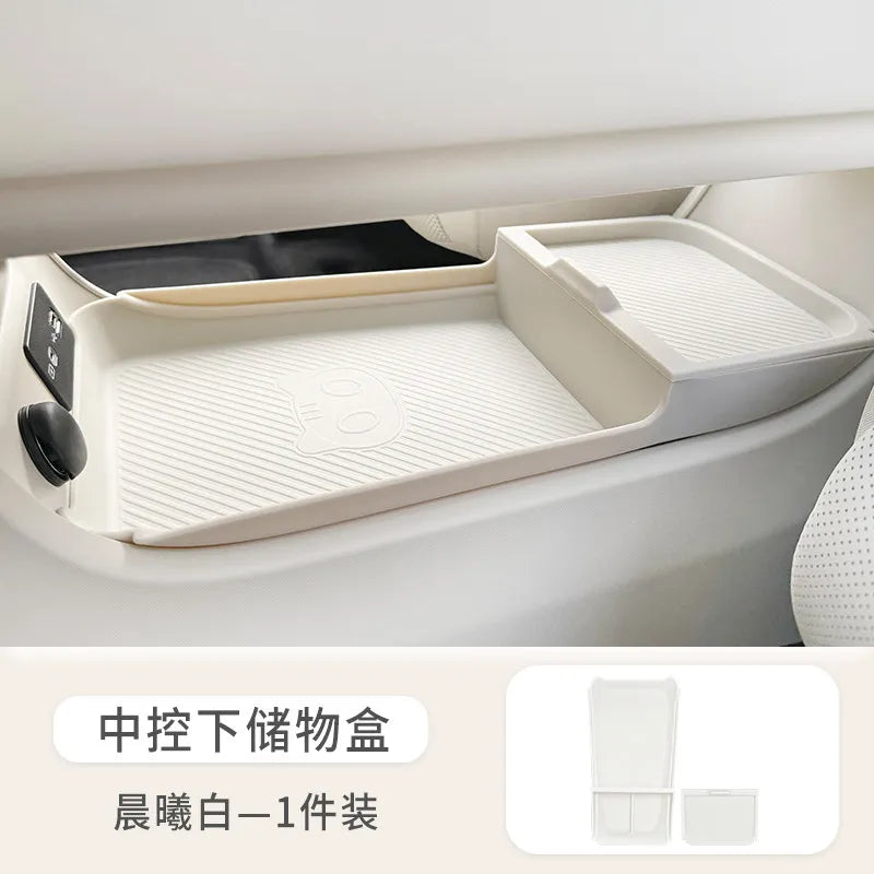 GWM ORA 5 2026 Silicone Interior Storage Box Set, Cup Holder Cover & Phone Mat, White/Grey