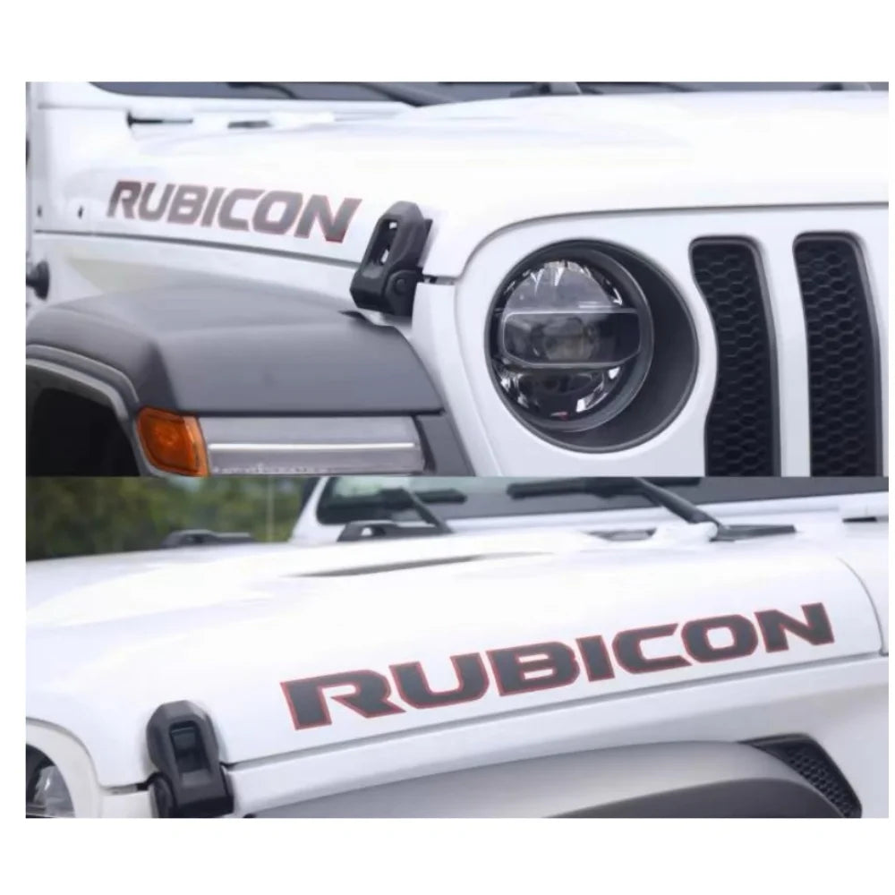 2PCS Rubicon Hood Decal Sticker Letters Graphic Badge Emblem For Jeep Wrangler JK JL JT 2007+