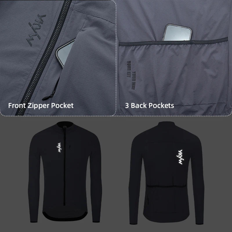 YKYWBIKE Men's 10-20°C  Cycling Jacket Waterproof Windproof Bicycle Windbreaker Warmth Fleece Road Bike Jacket Cycling Clothing