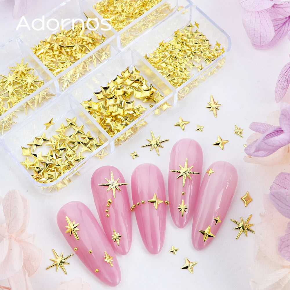 180 pcs/box Shooting Star Metal Rivets Nail Art Accessories 3D Awn Star Rhinestones For Nail Charms Jewelry Nail Art DIY Crafts