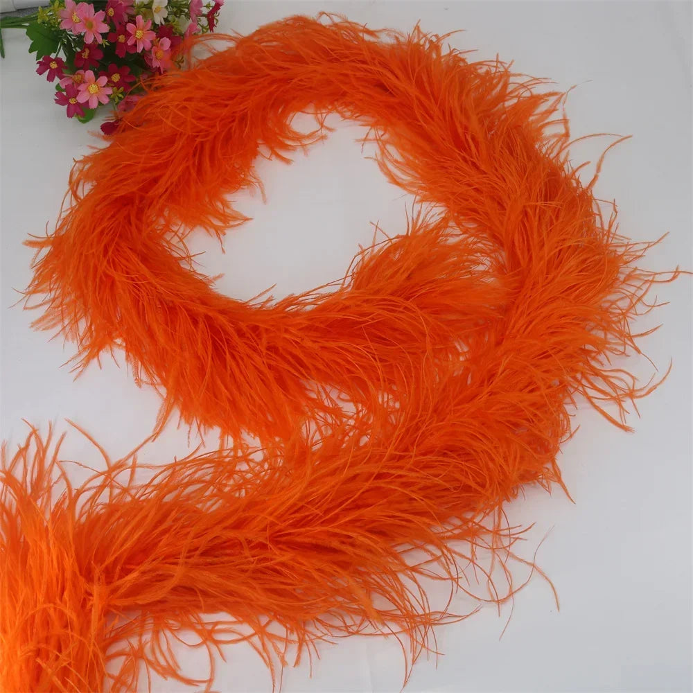 6 Layer Ostrich Feathers Boa Wedding Accessories Plumas De Faisan 2 Meters Clothing Plume Art and Craft Supplies Party Dresses