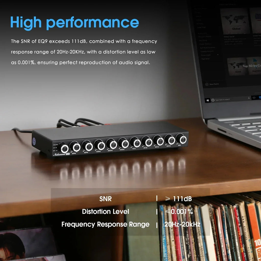 HiFi EQ9 9-Band Stereo EQ Preamp Analog Pre-Amplifier Equalizer Audio Processor for Home/Car