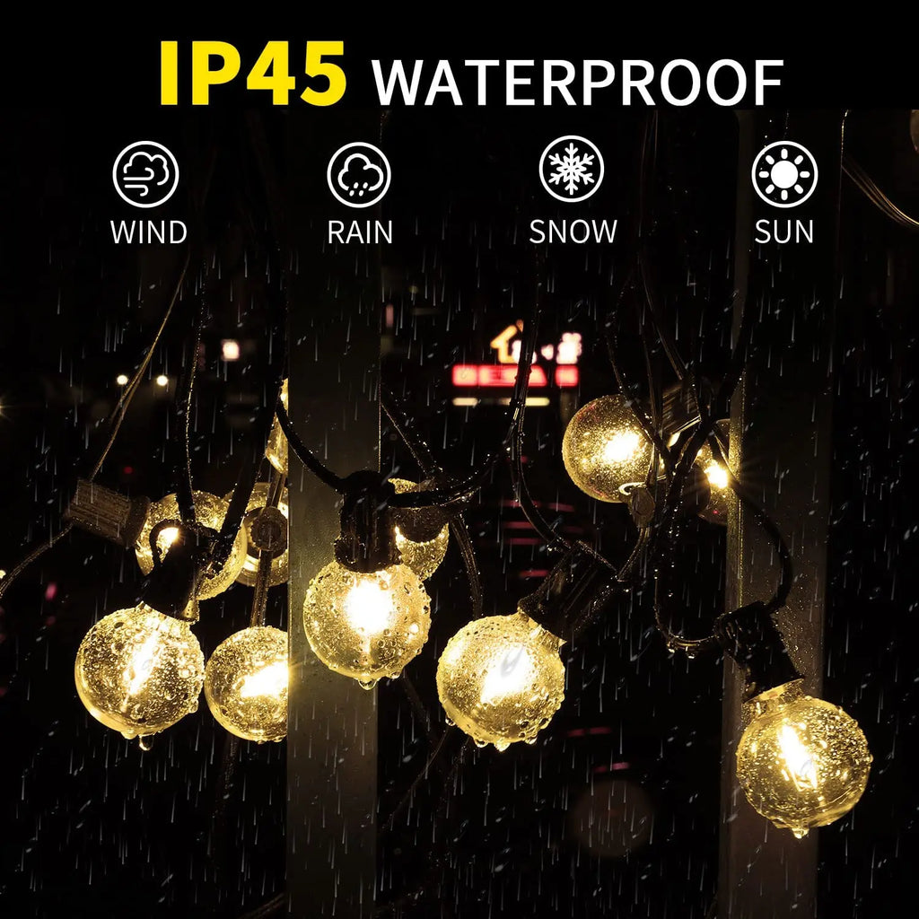 30m 15m 7.6m USB LED Lights 5V 1W G40 Plastic Bulb Outdoor Waterproof Tent Fairy Patio Festoon String Light Wedding Decor