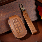 Leather car key fob cover case for Hyundai i30 Kona Elantra Santa Fe, black/blue/brown