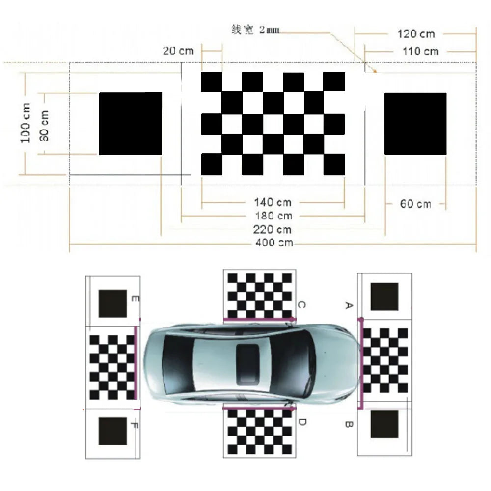Car panoramic 3D 2D Calibration Cloth 360-degree Camera Surround Bird's-eye View System Debugging Cloth Special 4 Pieces/set