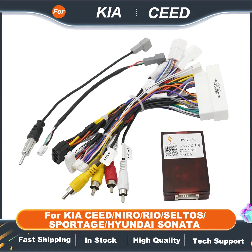 For KIA CEED/NIRO/RIO/SELTOS/SPORTAGE/HYUNDAI SONATA 9 Android 2 Din GPSCar Radio Canbus Decoder Wiring Harness Adapter HY-SS-04