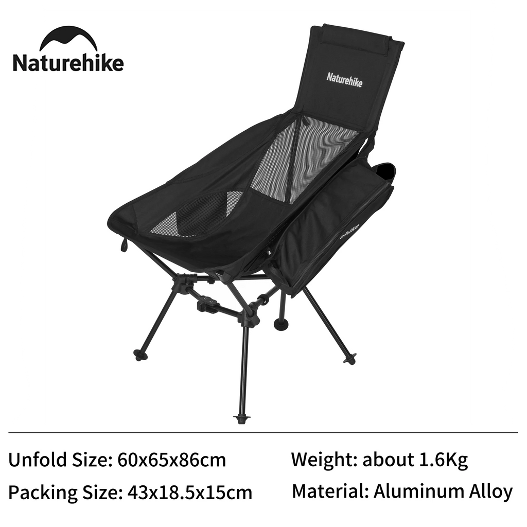 Naturehike 2024 New Camping Chairs Stable High Load Ultralight High Back Moon Chair Outdoor Portable Travel Fishing Chair