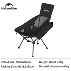 Naturehike 2024 New Camping Chairs Stable High Load Ultralight High Back Moon Chair Outdoor Portable Travel Fishing Chair