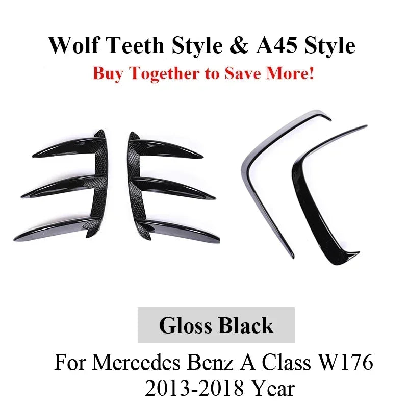 Rear Bumper Canard For Mercedes Benz A Class W176 Air Vent A45 Sport Splitter Spoiler Flap Cover 2013-2018 Black AMG Line Only